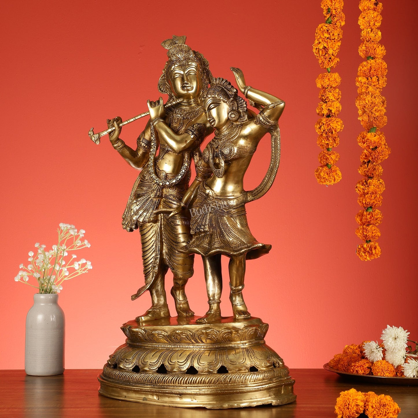 Brass Radha Krishna Dancing Statue 23 inch