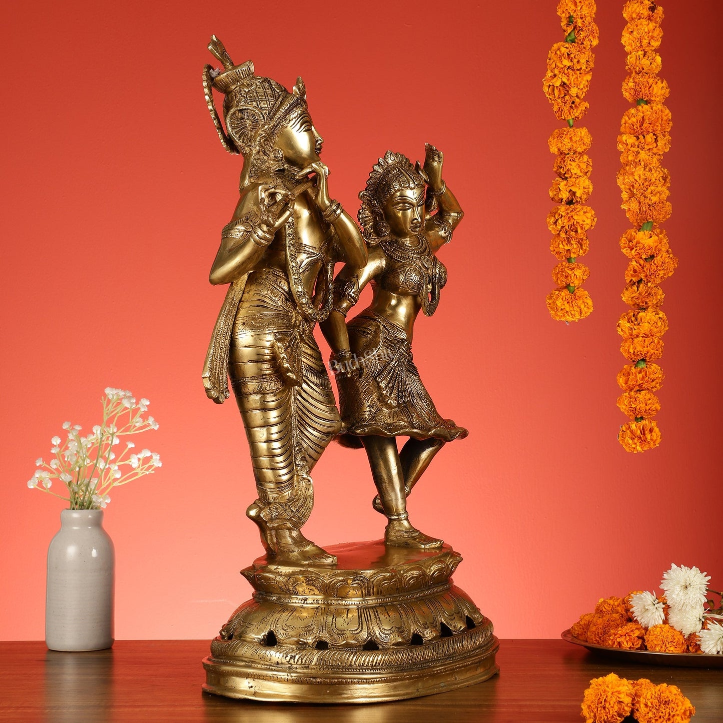 Brass Radha Krishna Dancing Statue 23 inch