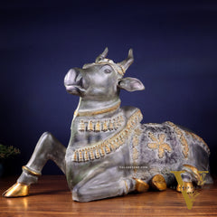 Brass Antique Large Nandi Sculpture | BudhShiv 33"