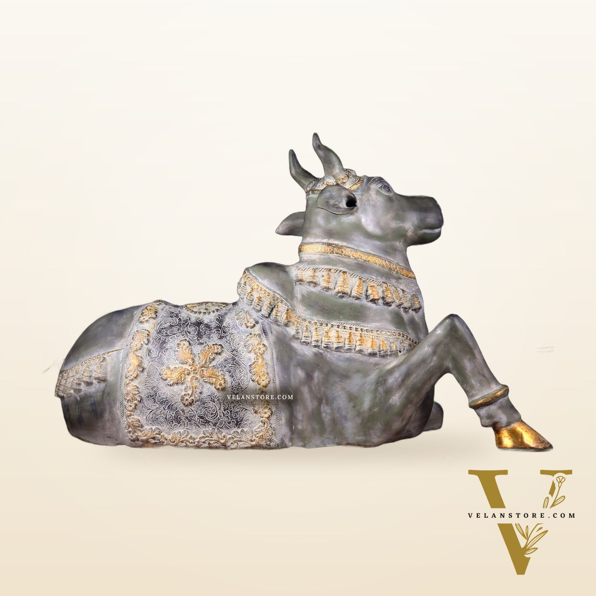 Brass Antique Large Nandi Sculpture | BudhShiv 33"