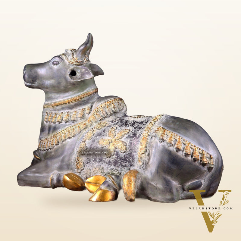Brass Antique Large Nandi Sculpture | BudhShiv 33"