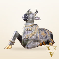 Brass Antique Large Nandi Sculpture | BudhShiv 33"