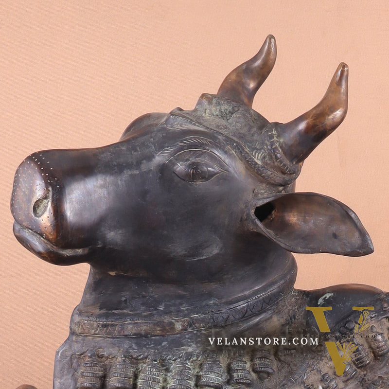 Brass Antique Large Nandi Sculpture | BudhShiv 33"