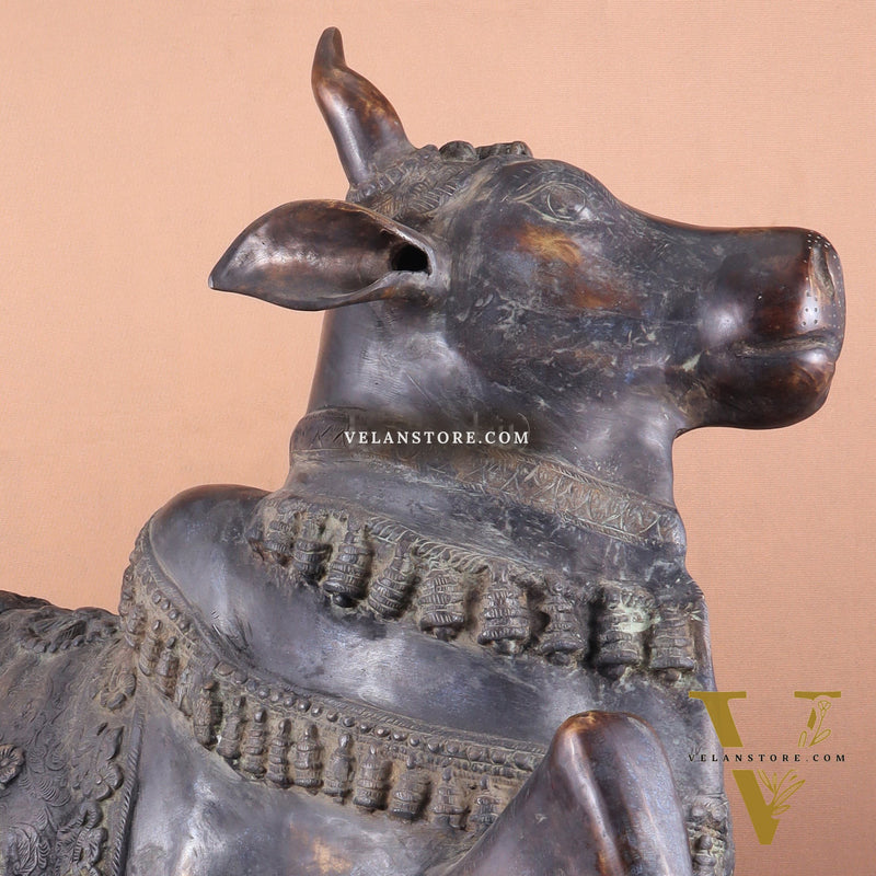 Brass Antique Large Nandi Sculpture | BudhShiv 33"
