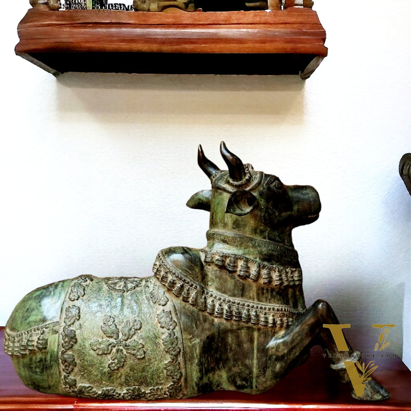 Brass Antique Large Nandi Sculpture | BudhShiv