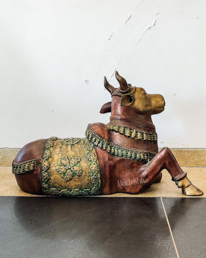 Brass Antique Large Nandi Sculpture | BudhShiv