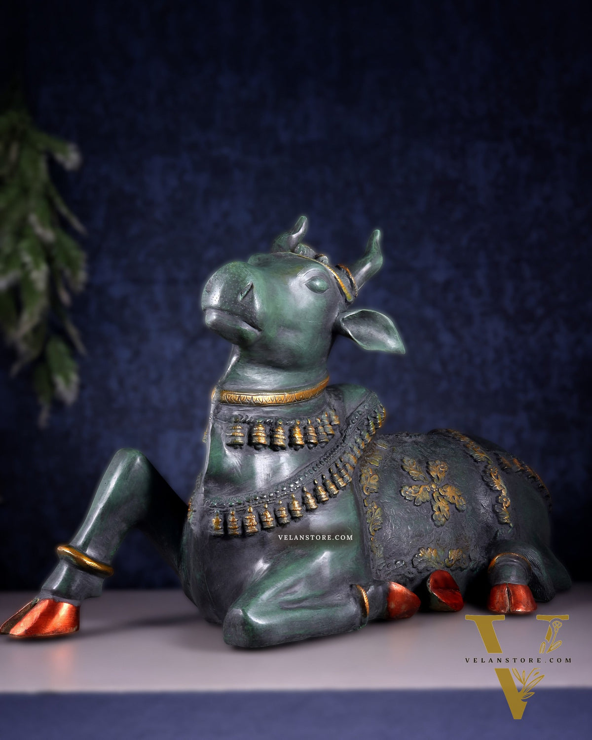 Brass Antique Large Nandi Sculpture | Pichwai Patina 34"