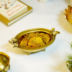 Brass Antique Snack Bowl with Flower Design