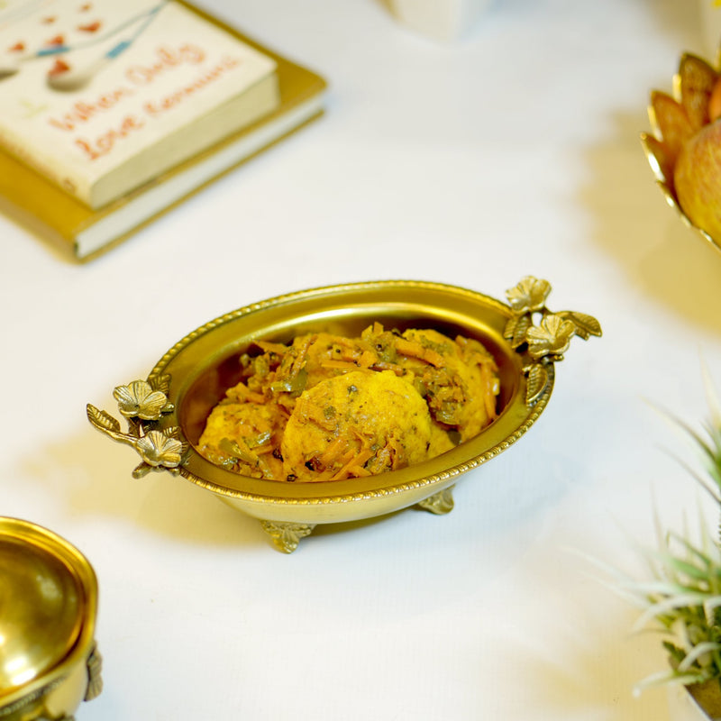 Brass Antique Snack Bowl with Flower Design