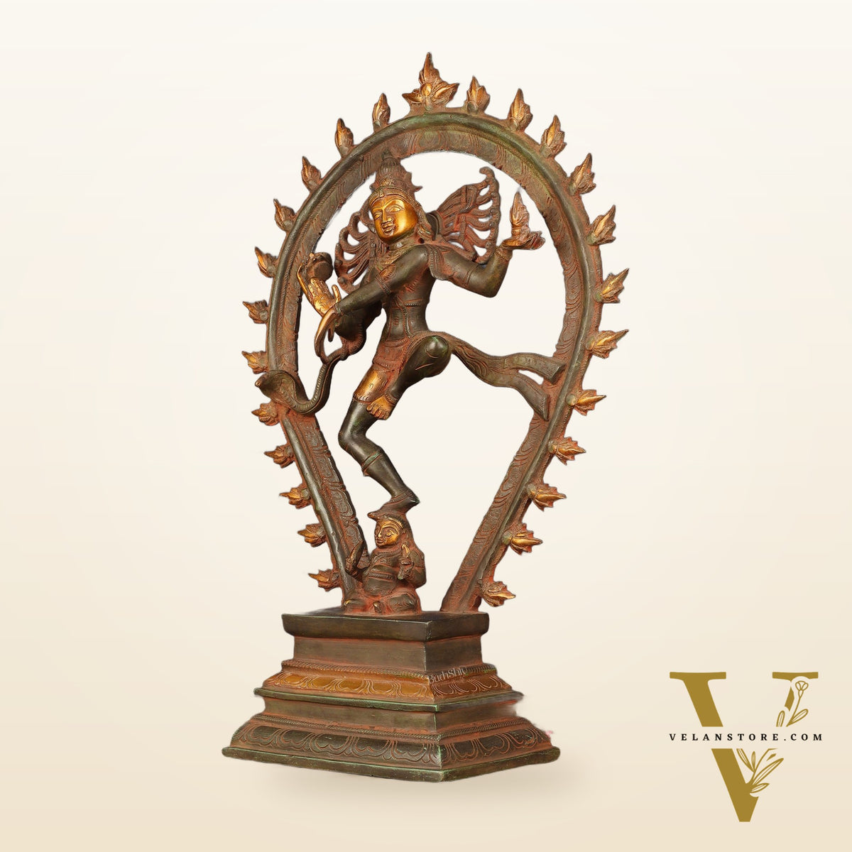 Brass Antique Tone Nataraja Statue - Unique 18" Tall
