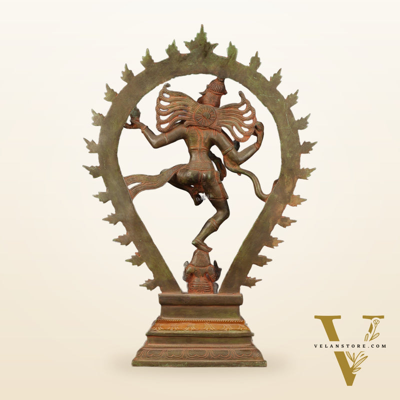 Brass Antique Tone Nataraja Statue - Unique 18" Tall