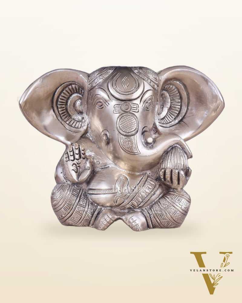 Brass Appu Ganesha Superfine Statue Big ears 6" silver plated
