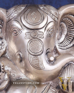 Brass Appu Ganesha Superfine Statue Big ears 6" silver plated