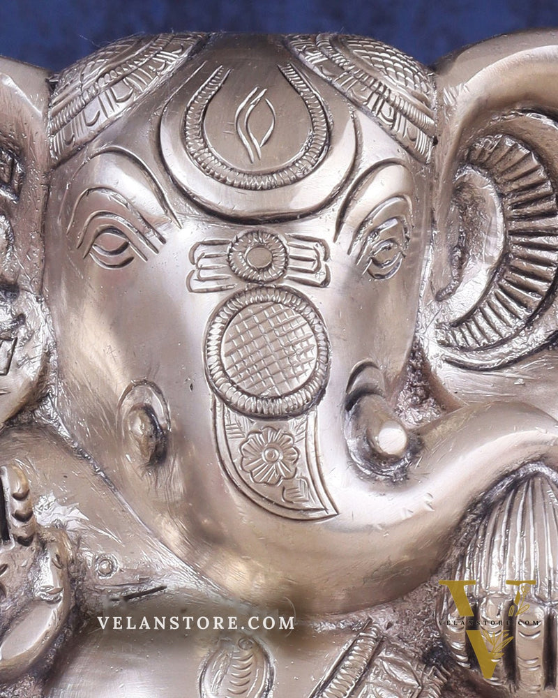 Brass Appu Ganesha Superfine Statue Big ears 6" silver plated