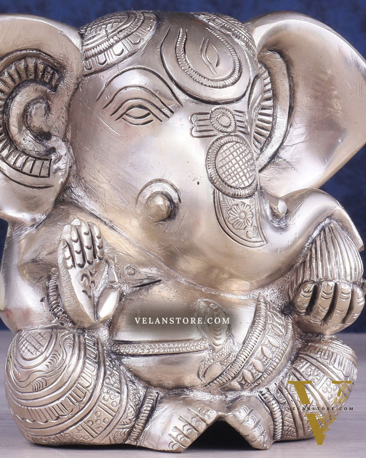 Brass Appu Ganesha Superfine Statue Big ears 6" silver plated