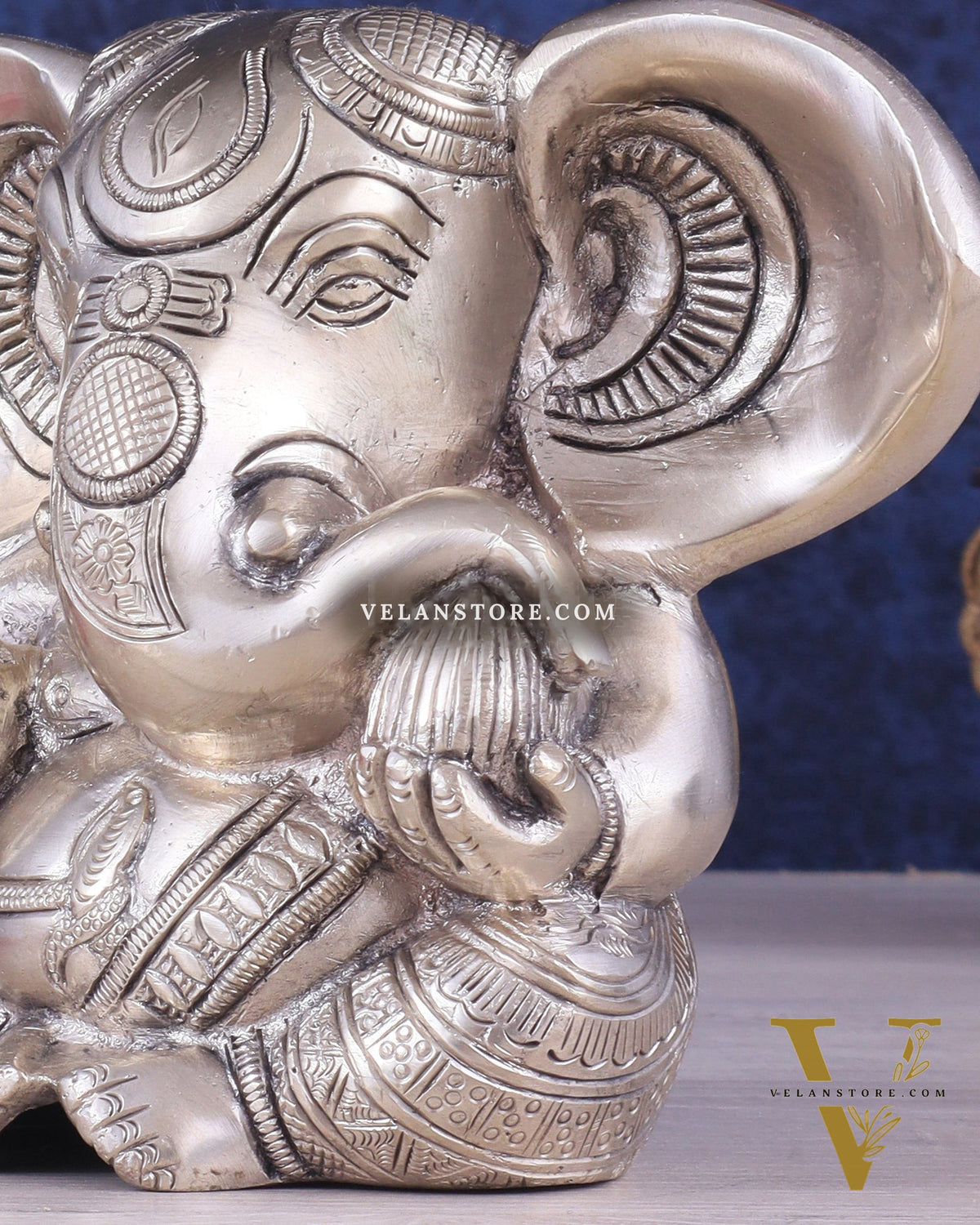 Brass Appu Ganesha Superfine Statue Big ears 6" silver plated