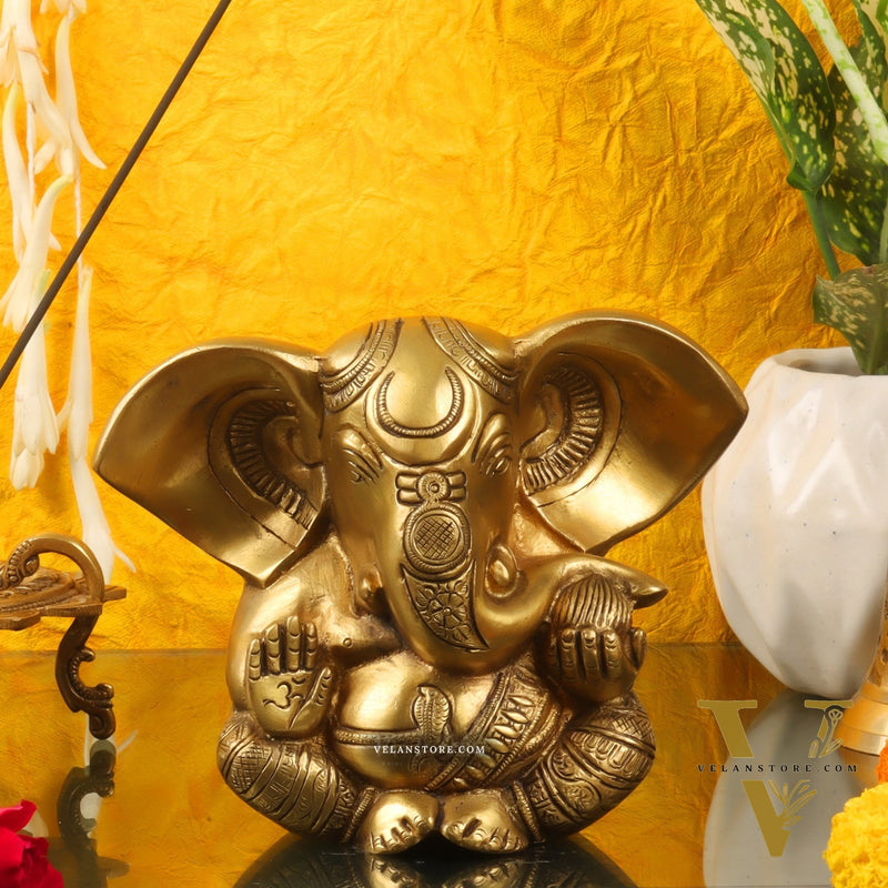 Brass Appu Ganesha Superfine Statue Big ears 6"