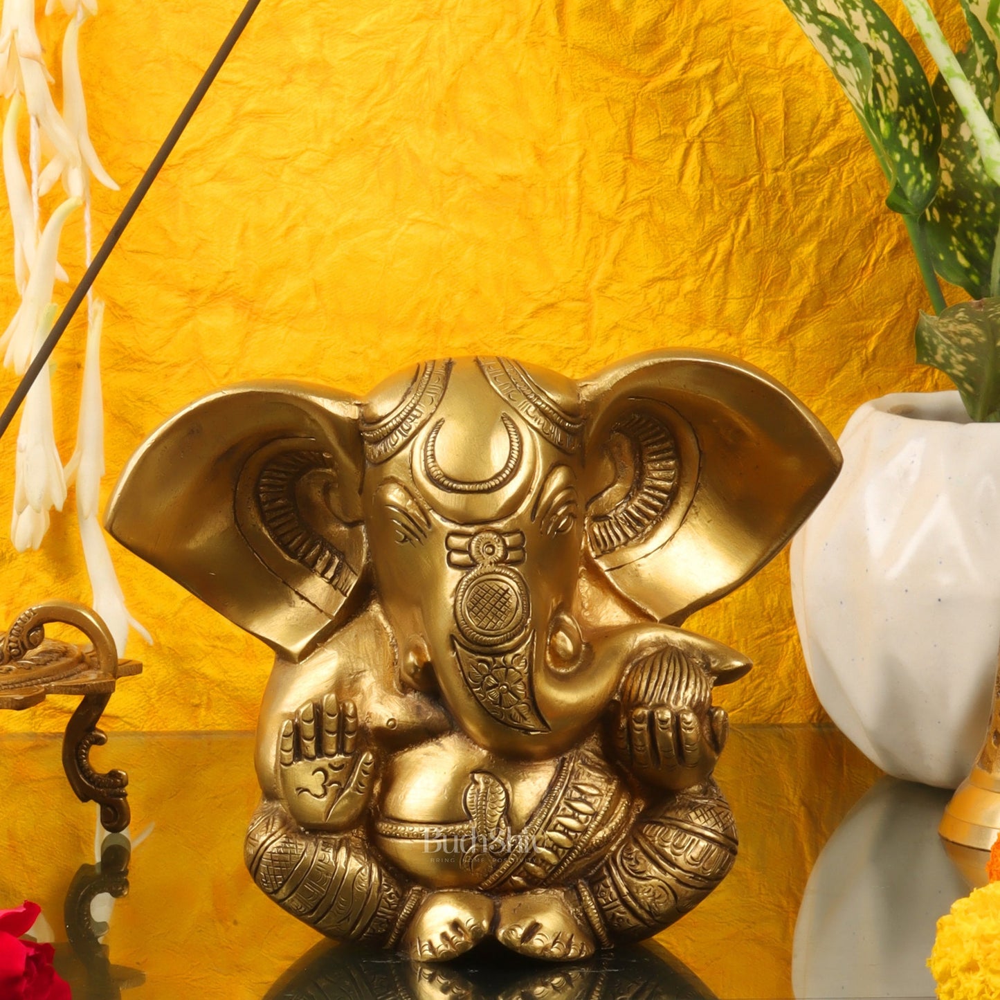 Brass Appu Ganesha Superfine Statue Big ears 6"