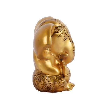 Brass Appu Ganesha Superfine Statue Big ears 6"