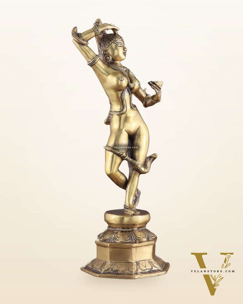 Brass Apsara Unique Sculpture – A Testament of Fertility 16"
