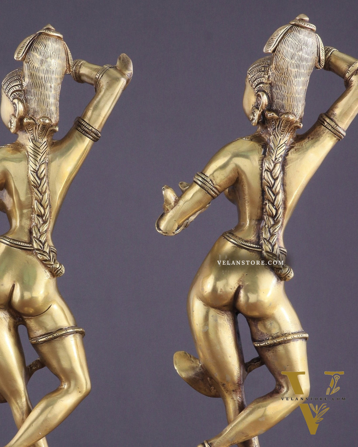 Brass Apsara Unique Sculpture – A Testament of Fertility (Pair) 16"