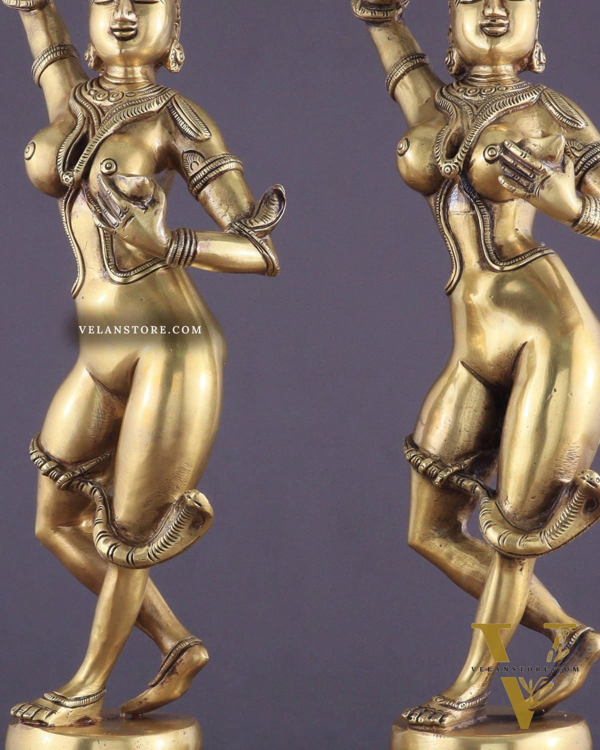 Brass Apsara Unique Sculpture – A Testament of Fertility (Pair) 16"
