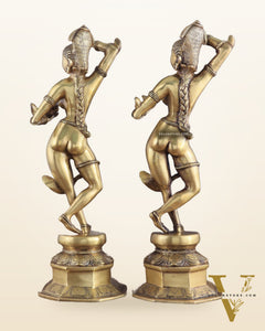 Brass Apsara Unique Sculpture – A Testament of Fertility (Pair) 16"