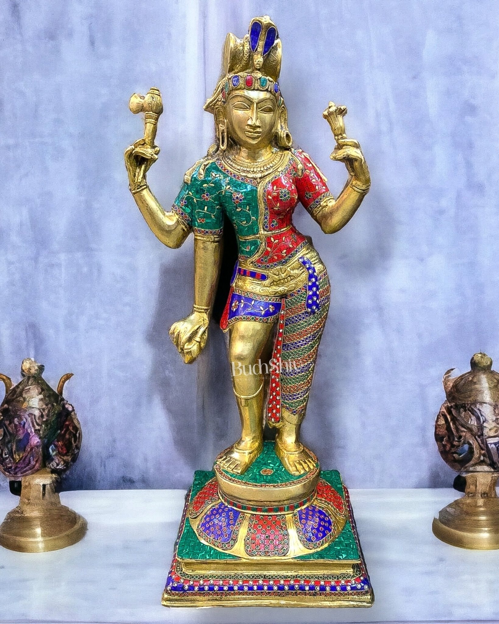 Brass Ardhanarishvara Shiva Parvati as one 3 feet