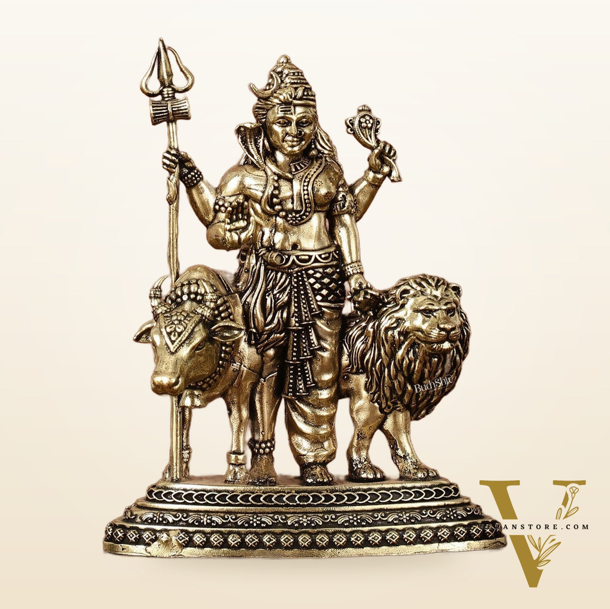 Brass Ardhanarishwara 2D Idol: Superfine Brass | 4.5" Tall