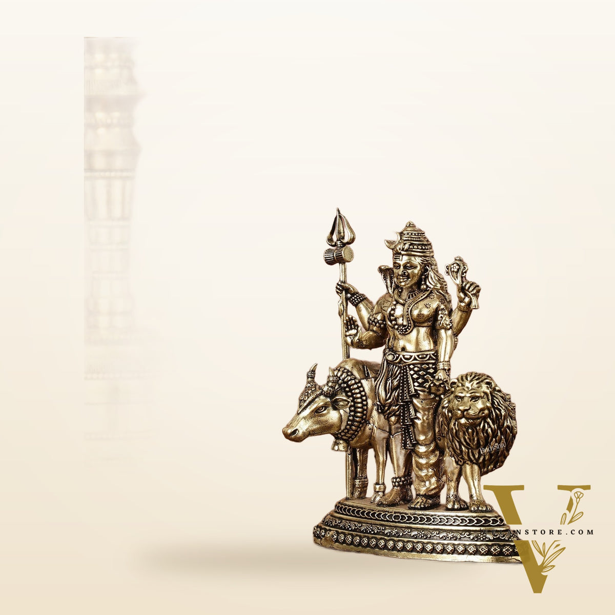 Brass Ardhanarishwara 2D Idol: Superfine Brass | 4.5" Tall
