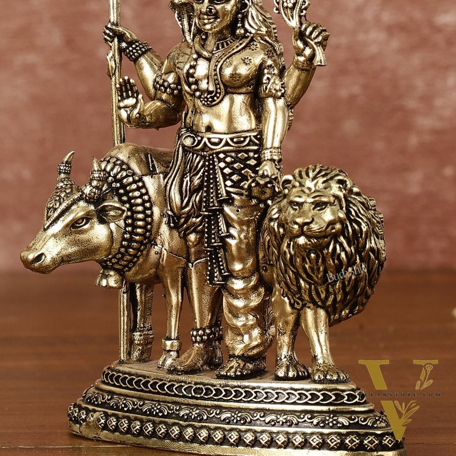 Brass Ardhanarishwara 2D Idol: Superfine Brass | 4.5" Tall