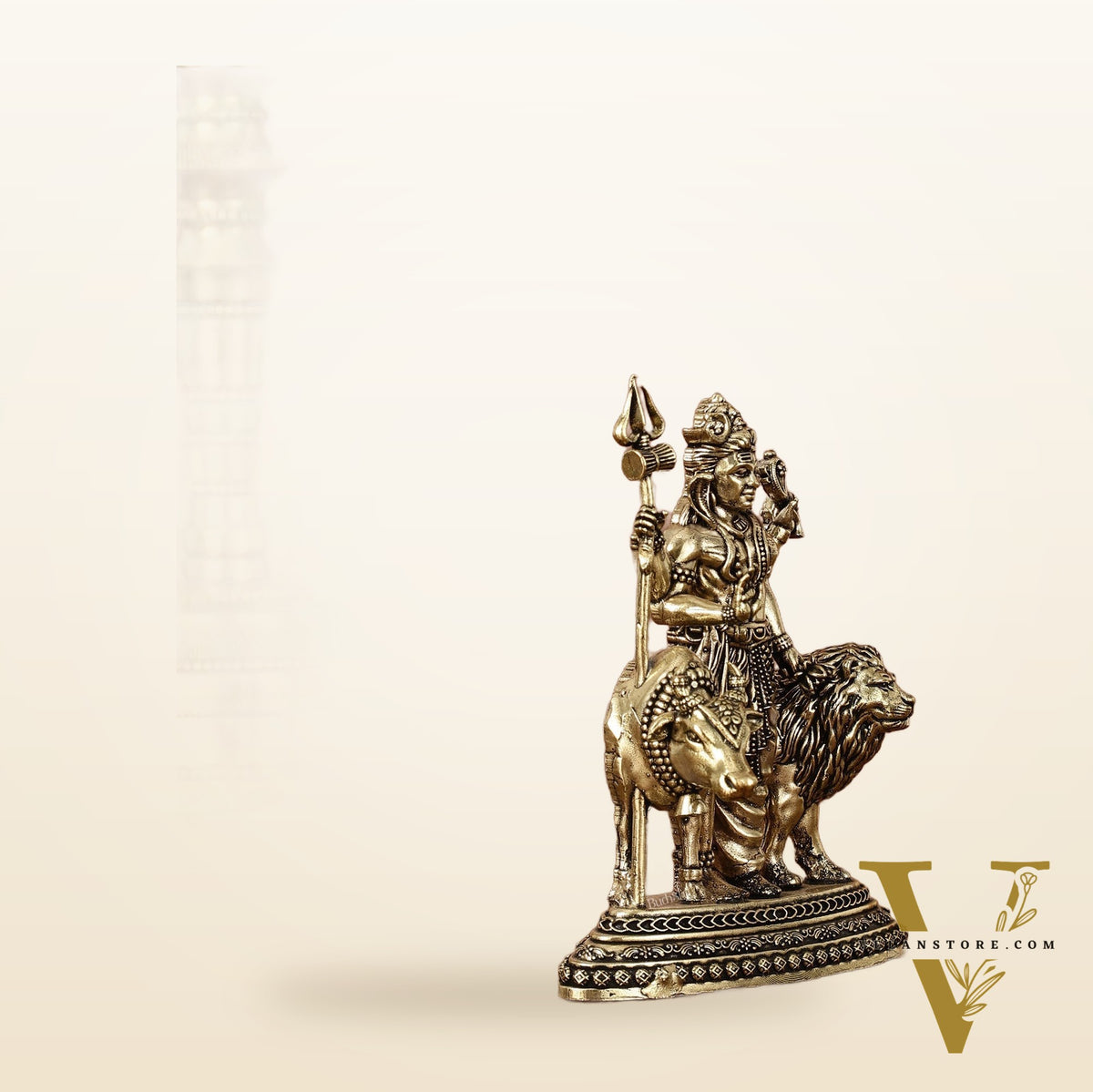 Brass Ardhanarishwara 2D Idol: Superfine Brass | 4.5" Tall