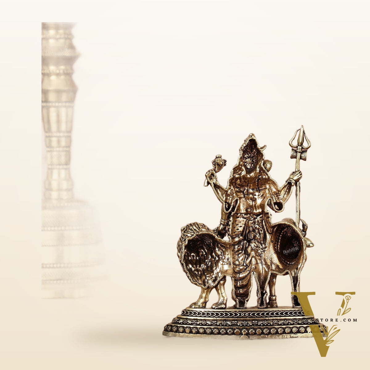 Brass Ardhanarishwara 2D Idol: Superfine Brass | 4.5" Tall