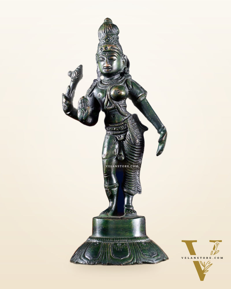Brass Ardhanarishwara Idol – 6” | agate green finish