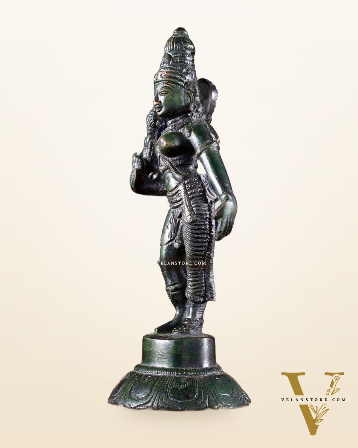 Brass Ardhanarishwara Idol – 6” | agate green finish