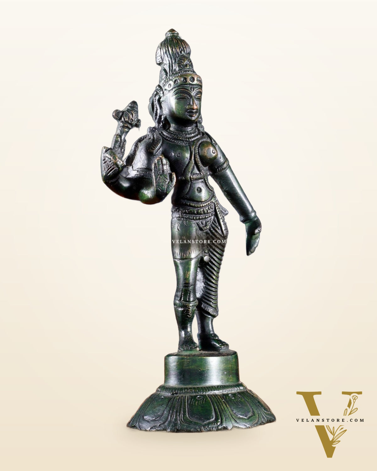 Brass Ardhanarishwara Idol – 6” | agate green finish