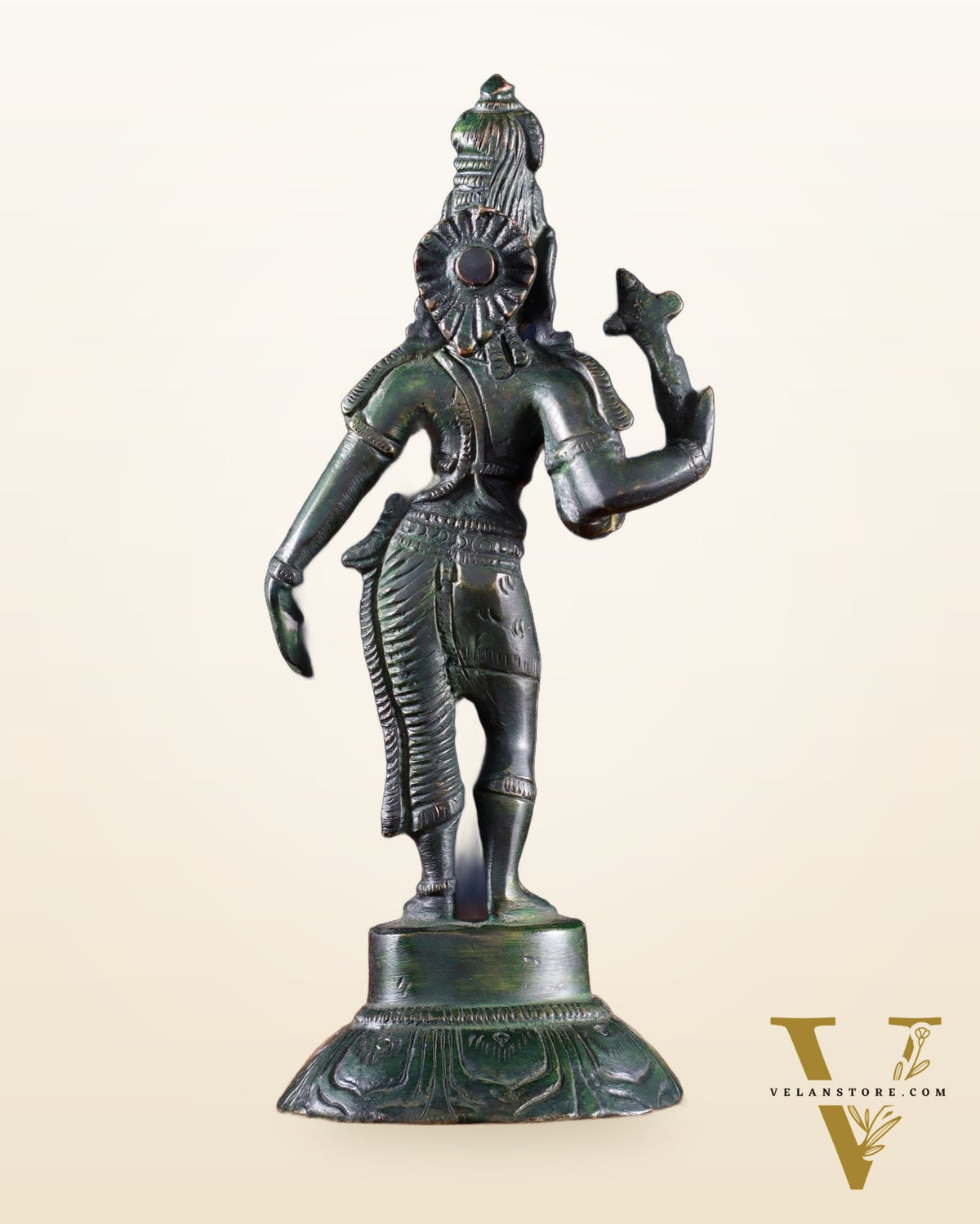 Brass Ardhanarishwara Idol – 6” | agate green finish