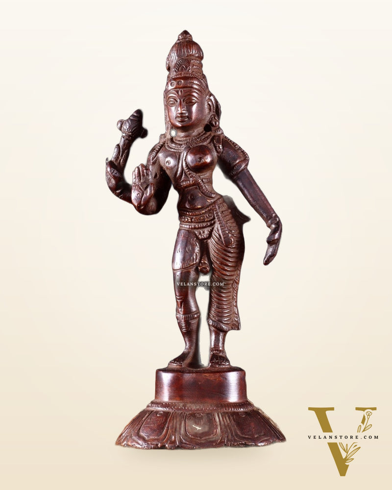 Brass Ardhanarishwara Idol – 6” | burnt copper tone