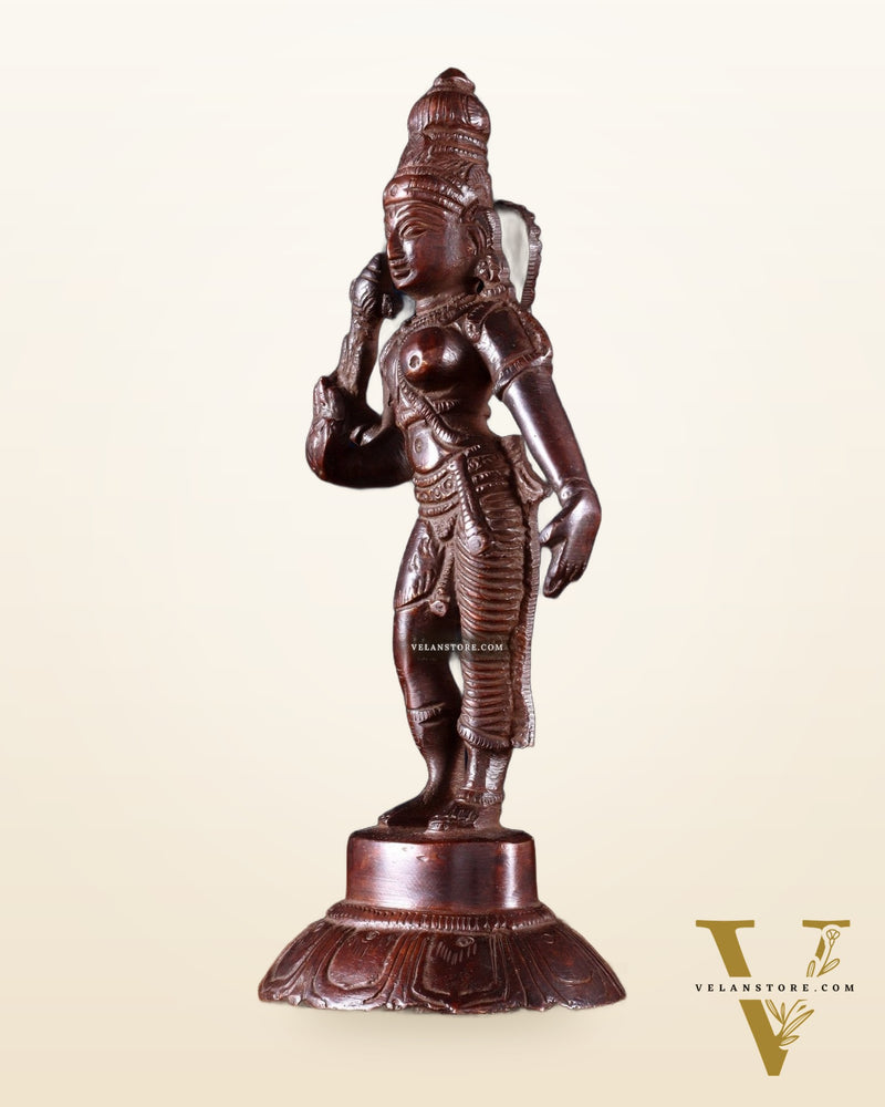 Brass Ardhanarishwara Idol – 6” | burnt copper tone