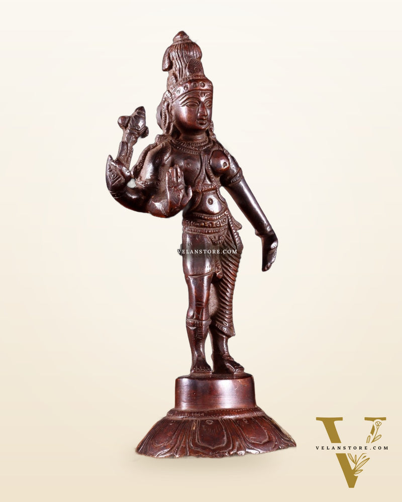 Brass Ardhanarishwara Idol – 6” | burnt copper tone