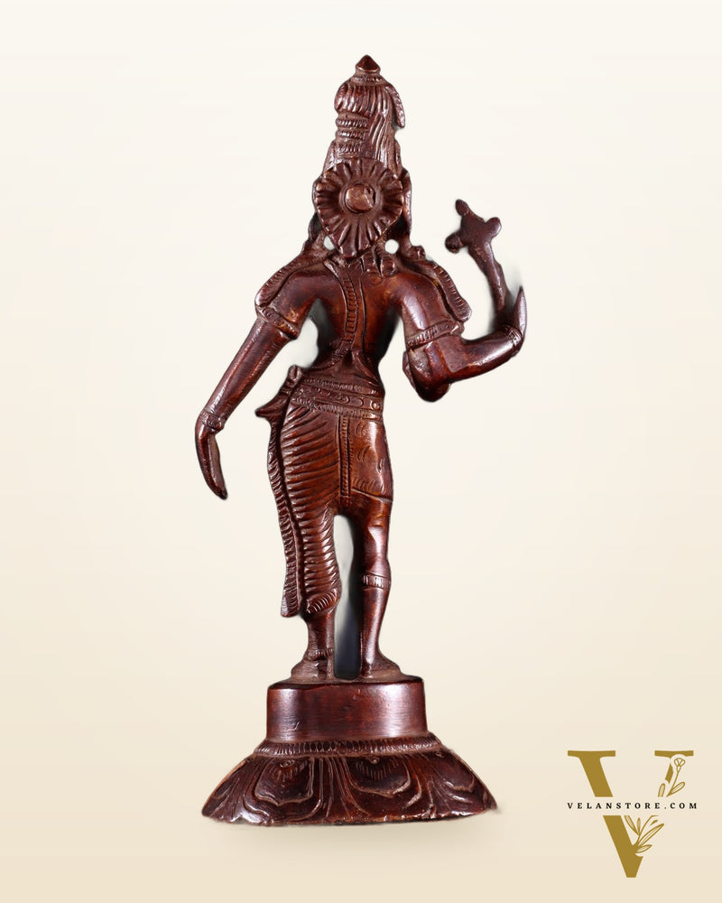 Brass Ardhanarishwara Idol – 6” | burnt copper tone