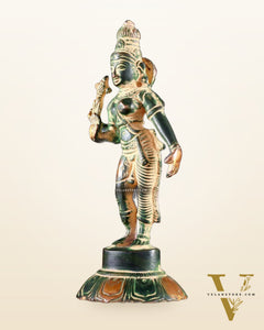 Brass Ardhanarishwara Idol – 6” | Green Sand tone