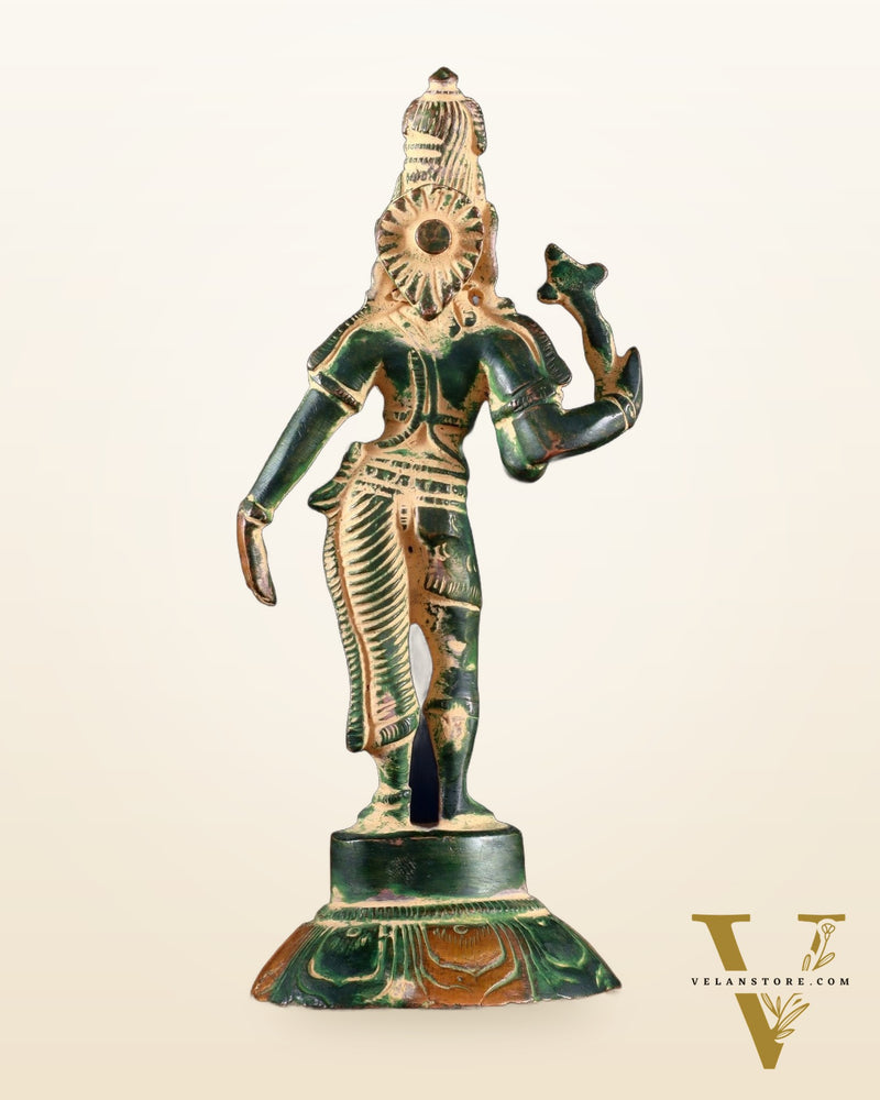 Brass Ardhanarishwara Idol – 6” | Green Sand tone