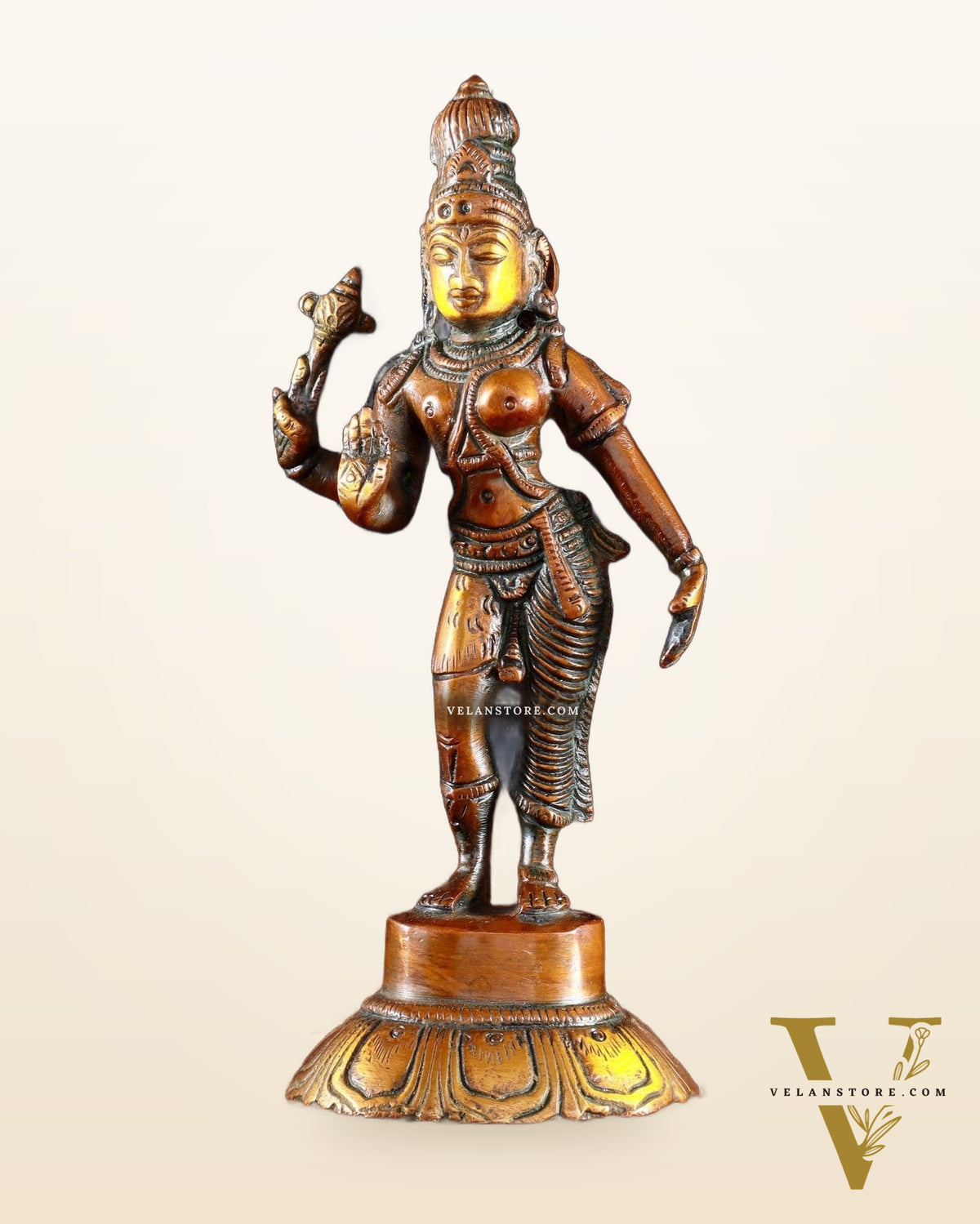 Brass Ardhanarishwara Idol – 6” | Nepalese orange tone