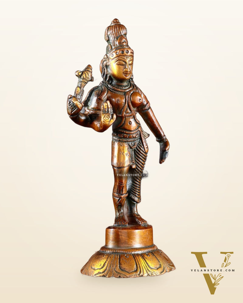 Brass Ardhanarishwara Idol – 6” | Nepalese orange tone