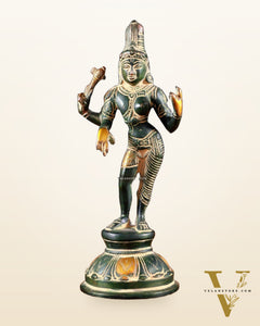 Brass Ardhanarishwara Idol – 8.5” | Green Sand tone
