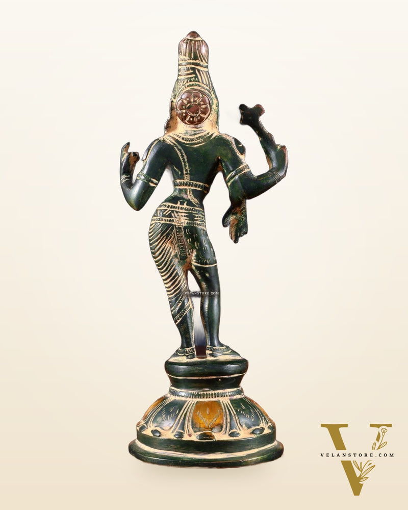 Brass Ardhanarishwara Idol – 8.5” | Green Sand tone