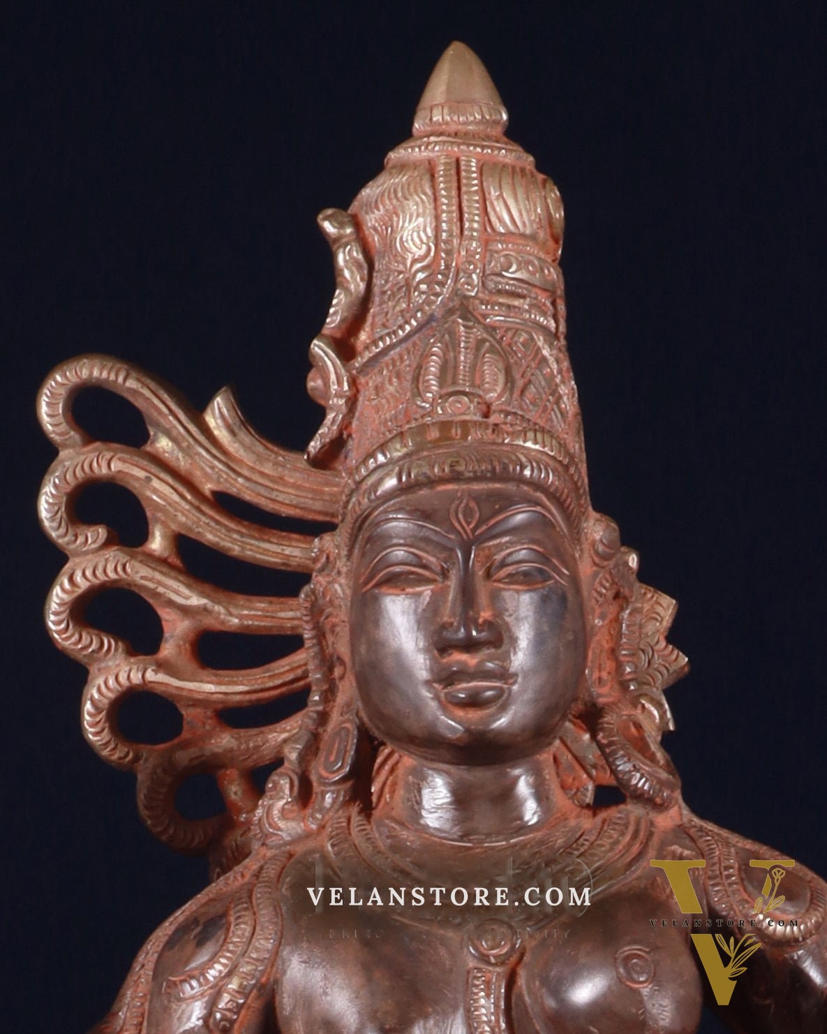Brass Ardhanarishwara Sculpture – 16.5 inch sand patina finish