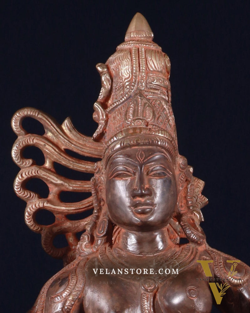 Brass Ardhanarishwara Sculpture – 16.5 inch sand patina finish