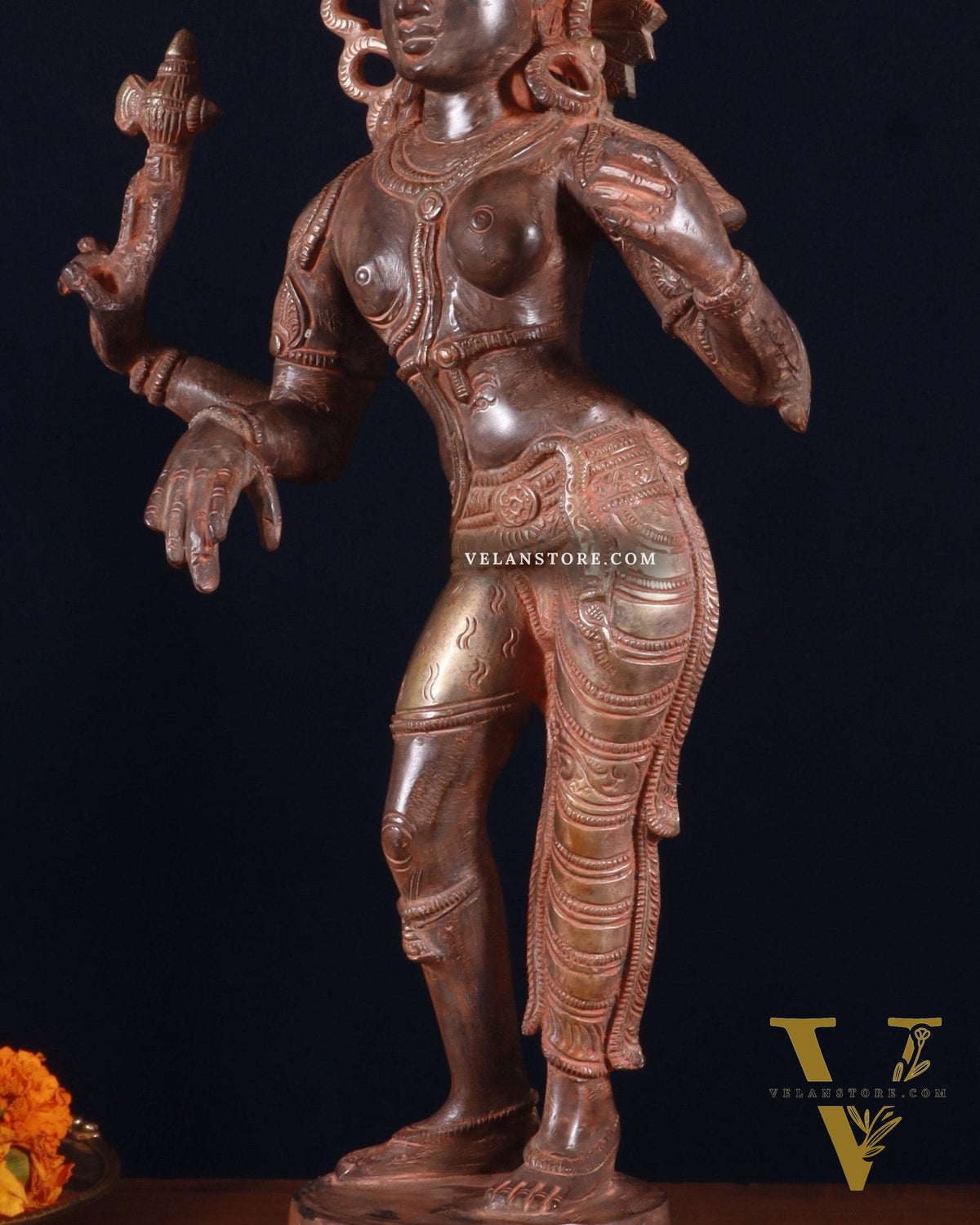 Brass Ardhanarishwara Sculpture – 16.5 inch sand patina finish